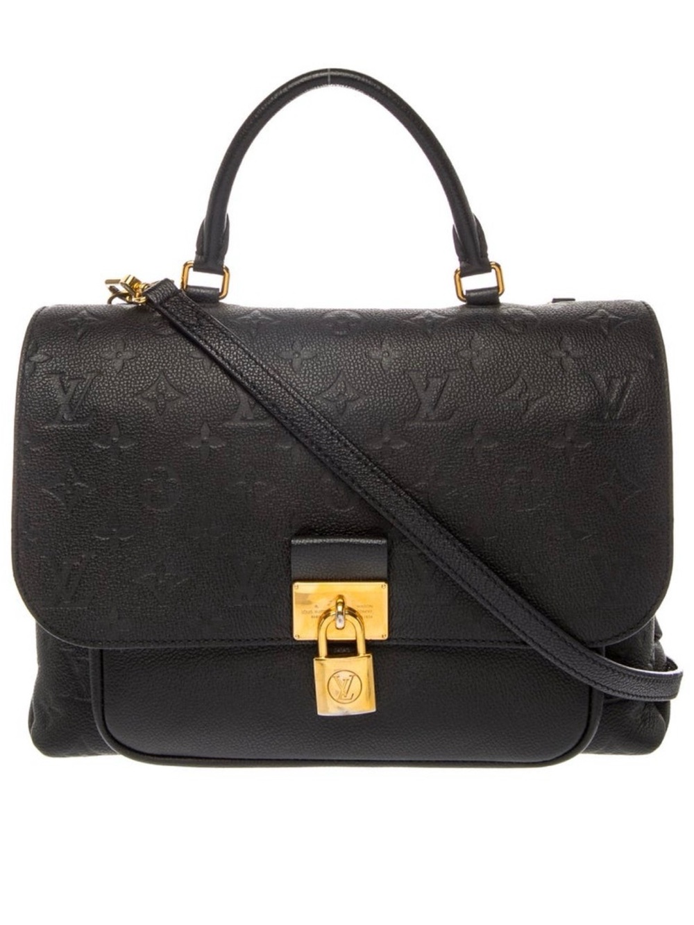 Louis Vuitton Black Monogram Empreinte Satchel with Gold Hardware
